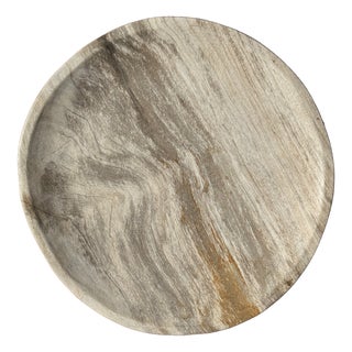 Vintage Wood Circular Tray, 1980s For Sale