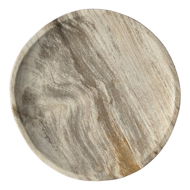 Vintage Wood Circular Tray, 1980s For Sale