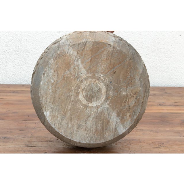 Mediterranean Sculptural Floral Motif Stone Vessel For Sale - Image 3 of 6