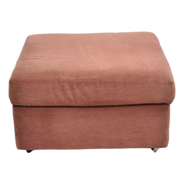 Late 20th Century Vintage Thayer Coggin Modern Upholstered Mauve Color Ottoman on Wheels For Sale