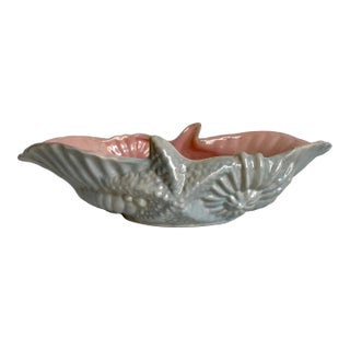 Mid 20th Century Gonder Pottery 500 Gray and Pink Sealife Shell Bowl For Sale