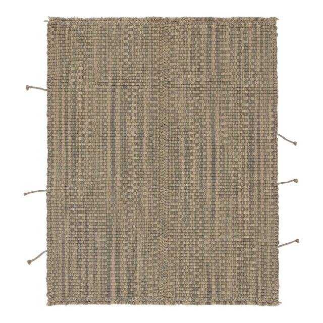 Rug & Kilim's Accent Kilim, Beige and Gray Textural Stripes For Sale