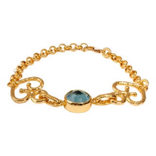 Eternal Love Blue Topaz Gold Adjustable Bracelet For Sale
