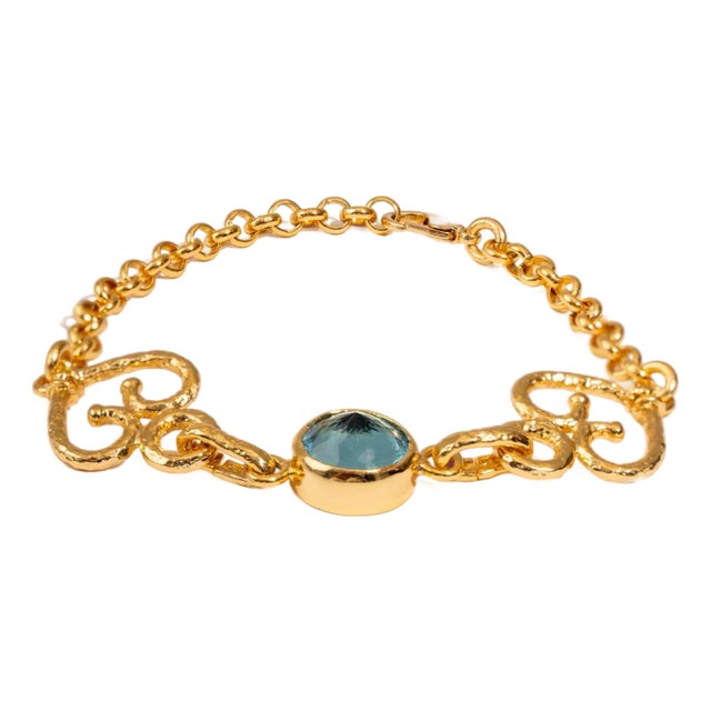Eternal Love Blue Topaz Gold Adjustable Bracelet For Sale