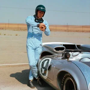 Steve McQueen With His Lola Race Car Print