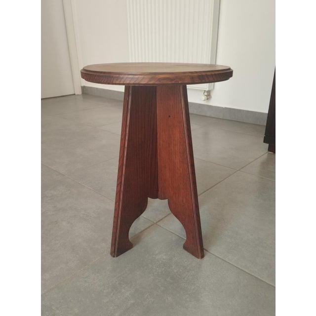 Brutalist Folk Art in Stool in Oak For Sale - Image 4 of 14