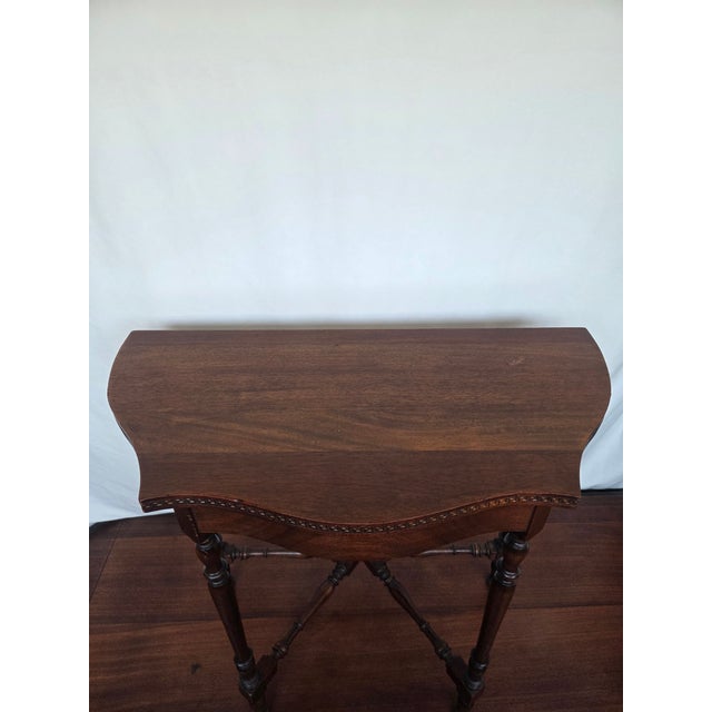 American 1960s Neoclassical Revival Hardwood Pier/Console Table W/ Greek Key Apron and Turned Legs For Sale - Image 3 of 10