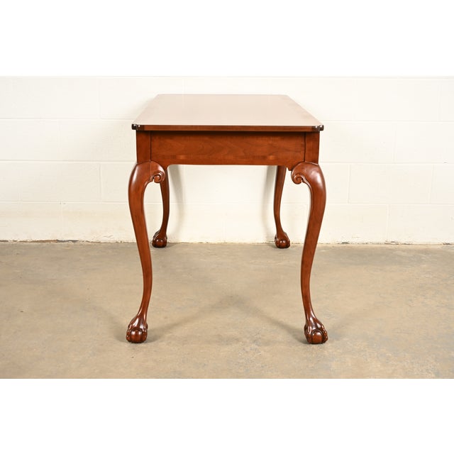 Baker Furniture Chippendale Carved Mahogany Writing Desk, Newly Refinished For Sale - Image 14 of 16