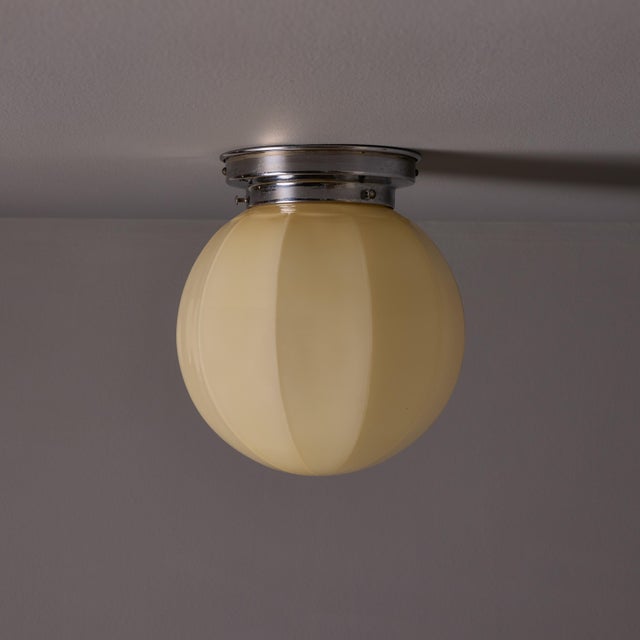 Mid-Century Modern 1940s Finnish Geometric Glass and Metal Wall or Ceiling Lamp in the Manner of Paavo Tynell For Sale - Image 3 of 18