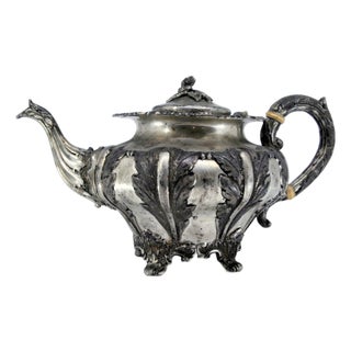 Silver Teapot with Lid and Handle Applications For Sale
