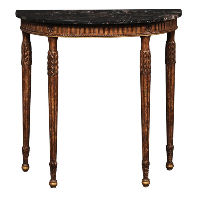 Mid 20th Century Italian Console Table W/Original Marble Top For Sale