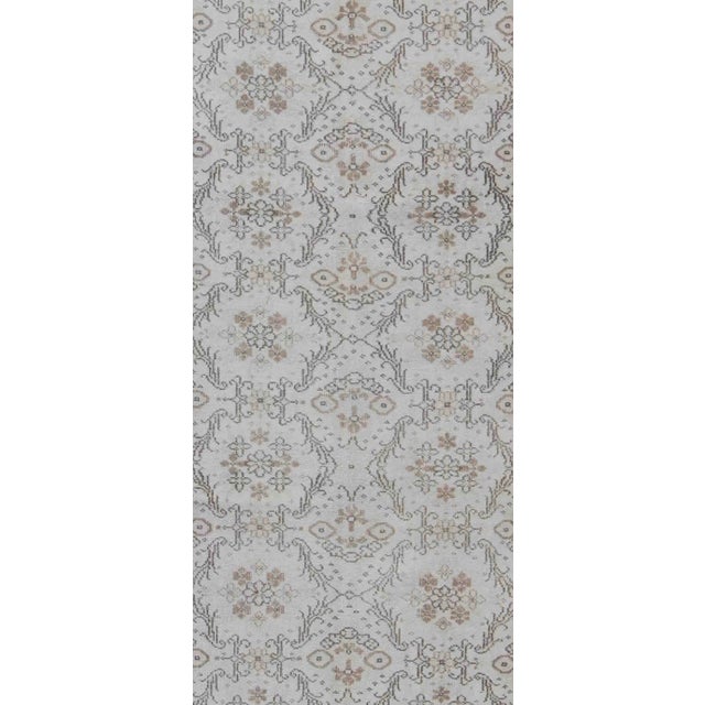 Shabby Chic Vintage Turkish Oushak Carpet With Ivory Ground by Keivan Woven Arts For Sale - Image 3 of 9