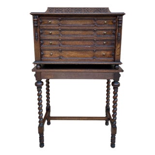 French Cutlery Cabinet In Oak With Four Drawers, 1920s For Sale