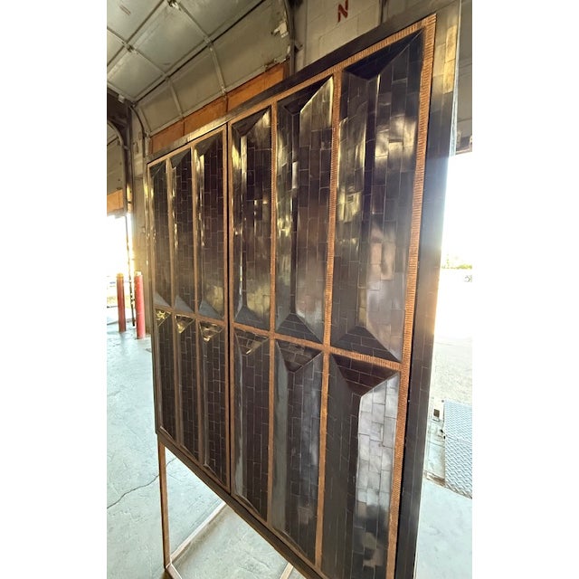 Metal Global Views Horn Inlay Bar Cabinet Black/Antique Brass For Sale - Image 7 of 16