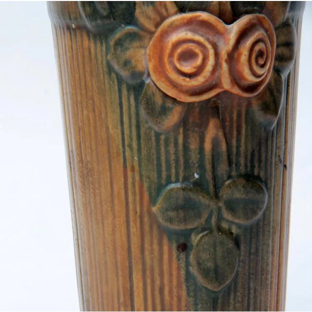American 1920s Weller Wood Rose Pattern Wall Pocket For Sale - Image 3 of 8