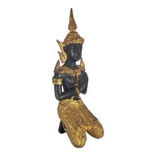 Mid-20th Century Thai Thepanom Cast Bronze Kneeling Guardian Figure 7.25" For Sale