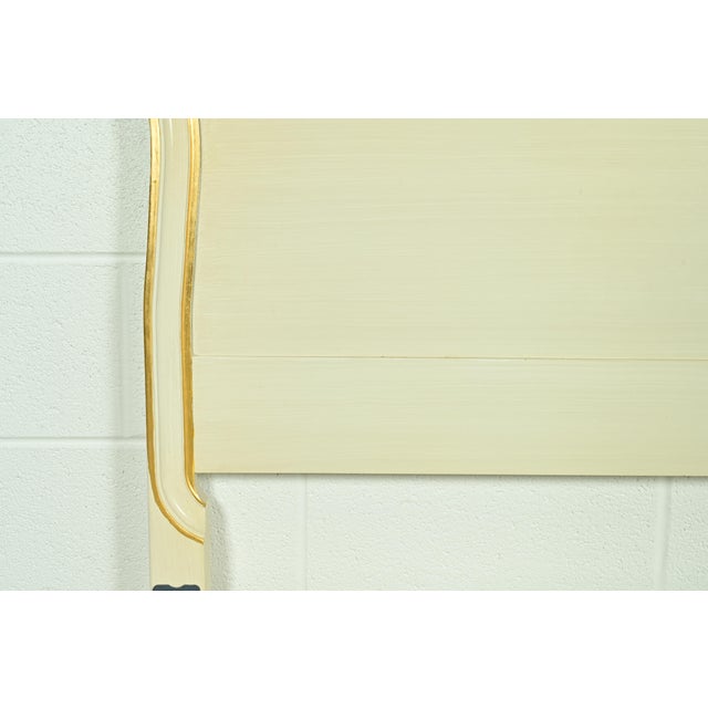 Wood Kindel Furniture French Provincial Louis XV Cream Lacquered Parcel Gilt King Size Headboard, Circa 1960s For Sale - Image 7 of 9