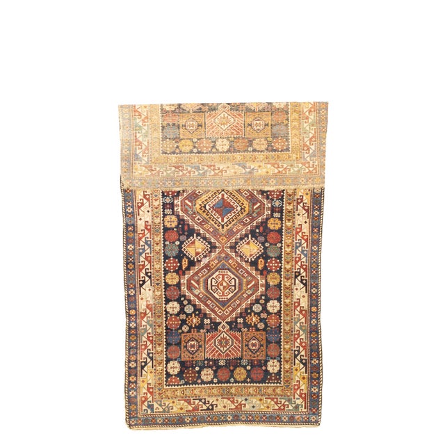 Antique Caucasian Shirvan Rug 4’ x 7’11”. Eastern Caucasian, west Caspian Caucasian rugs, primarily scatters, in geometric...