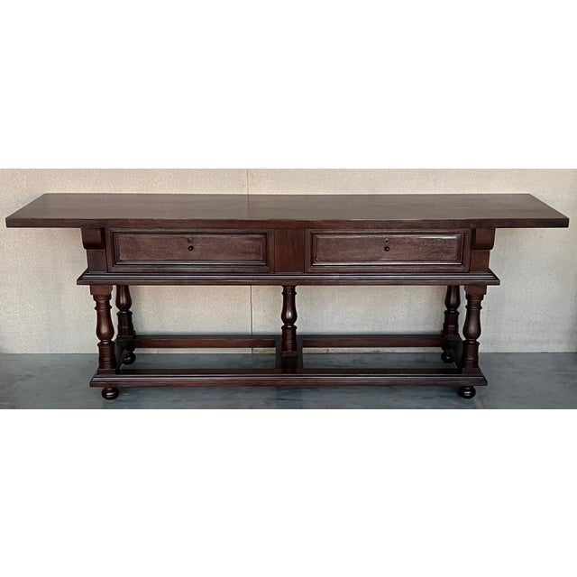 Early 20th Large Console Table with two drawers For Sale - Image 17 of 18