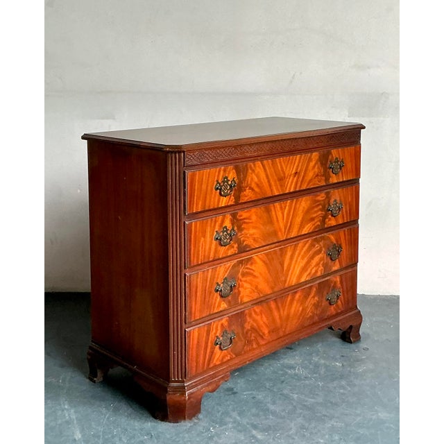 Vintage Regency Flame Mahogany Chest of Drawers For Sale - Image 4 of 8