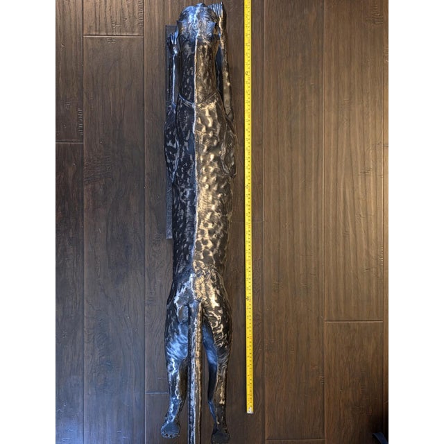 Vintage XL Cast aluminum Metal Cheetah Statue 42 inches long 21 inches tall. For Sale - Image 13 of 13