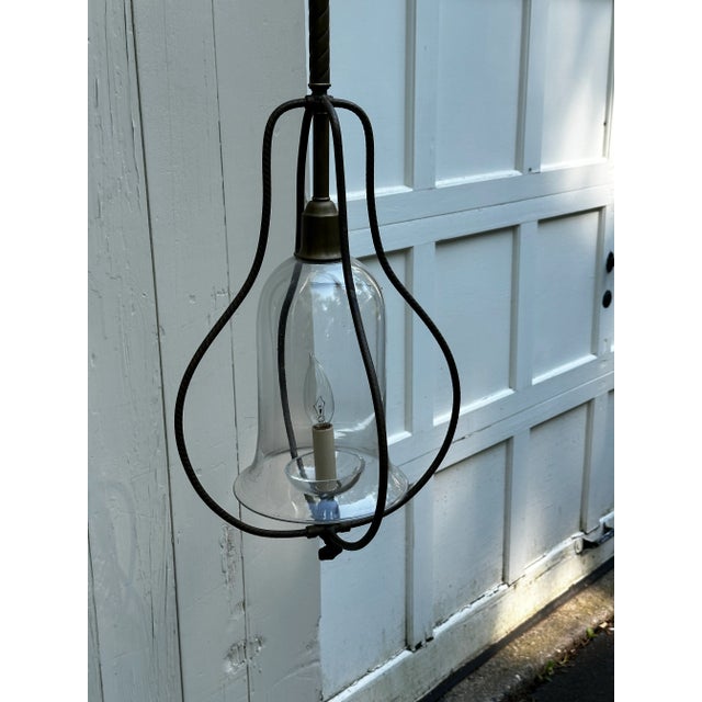 American Vintage Glass and Brass Gas Fixture For Sale - Image 3 of 11