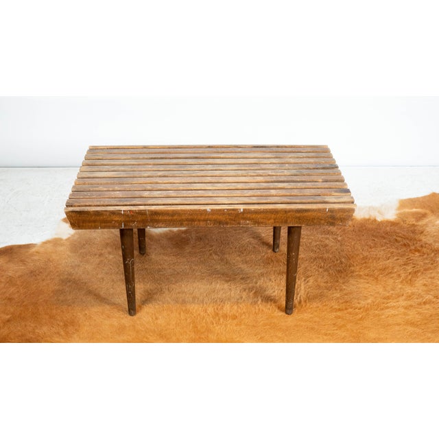 Vintage Mid Century Walnut Slat Bench or Table For Sale - Image 10 of 15