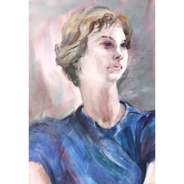 Contemporary Eve Nethercott, Portrait of a Woman (P3.4), Watercolor on Paper For Sale - Image 3 of 3