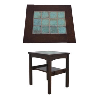 Stickley Mission Oak Tile Top Lamp Table For Sale