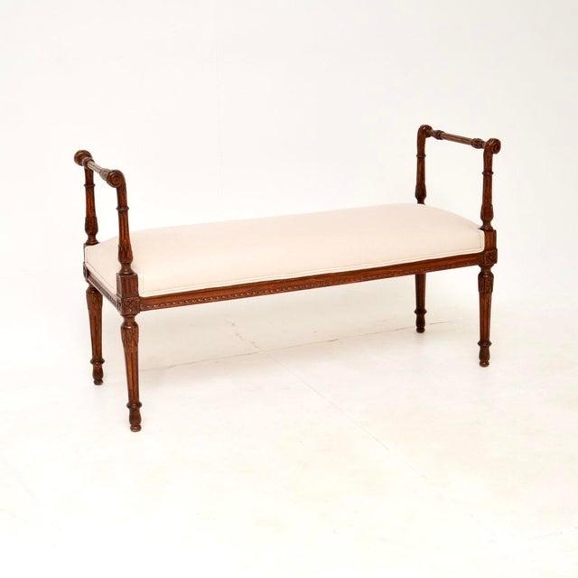 Antique Victorian Carved Walnut Bench, 1890 For Sale - Image 10 of 10