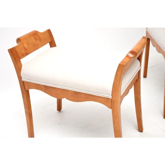 Brown Antique Biedermeier Swedish Satin Birch Stools, 1880s, Set of 2 For Sale - Image 8 of 10