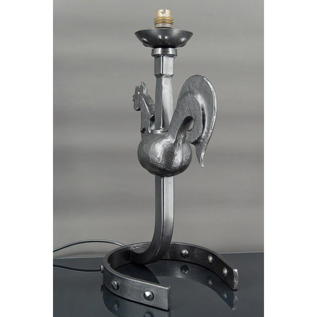 1960s Wrought Iron Rooster Lamp by Jean Touret, 1950s For Sale - Image 5 of 16