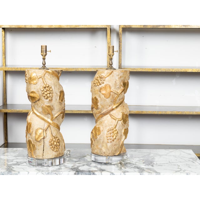 18th Century Italian Twisted Column Fragments Made into Table Lamps - a Pair For Sale - Image 4 of 9