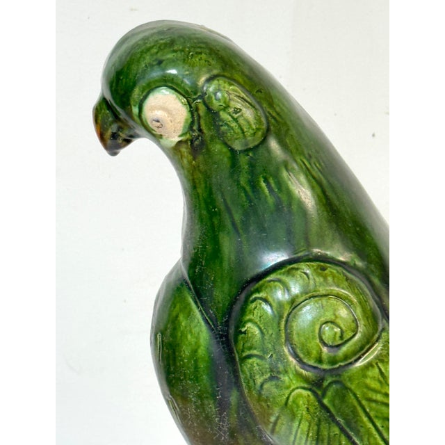 Chinese Monumental Chinese Export Porcelain Green Sancai Glazed Parrot, Late 19th C For Sale - Image 3 of 18