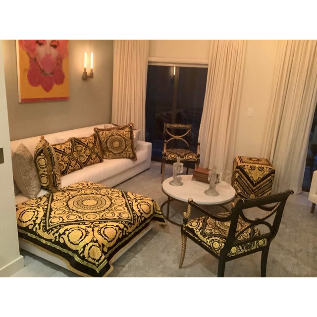 Hand Painted Accent Chairs with Atelier Versace Upholstery a Pair