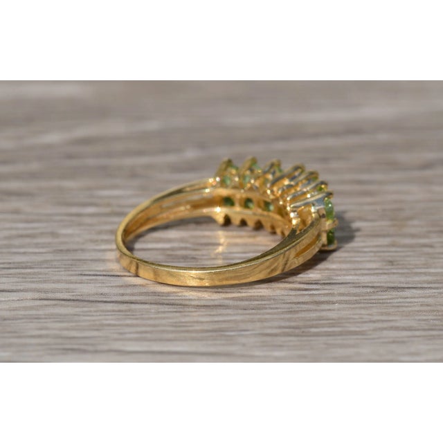 The Kiara: Ladies 14K Gold Cocktail Ring set with 1 CTW Green Garnet For Sale - Image 4 of 9
