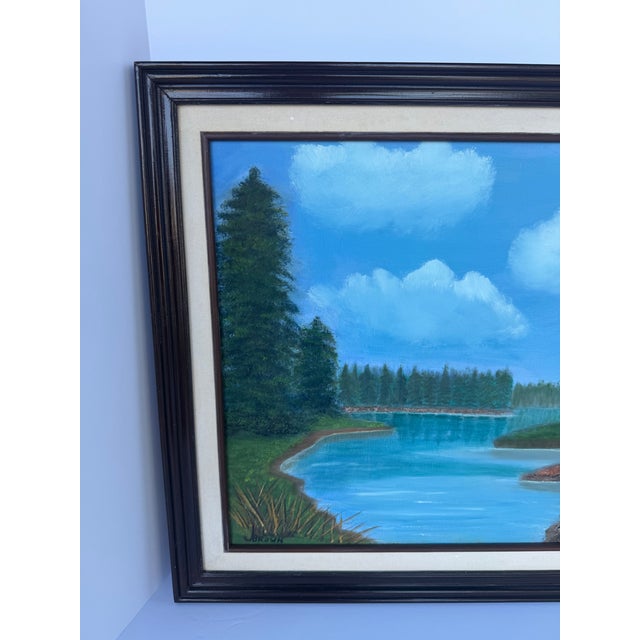Signed Original 1992 Oil Landscape Painting by J. Brown in Original Wood Frame For Sale - Image 10 of 12