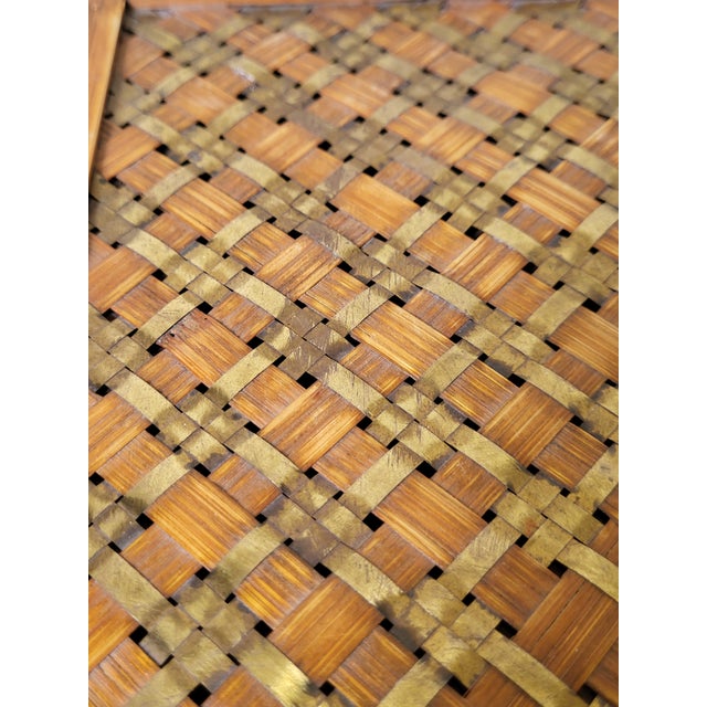 1980s Artisan Bamboo Brass Woven Storage Container For Sale - Image 10 of 12