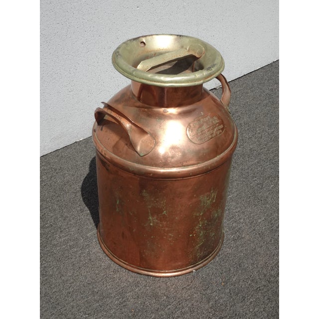 French Country Antique Copper Milk Can by Lakeville Creamery Company 1898 for Ernest Swift Lh10 For Sale - Image 3 of 12