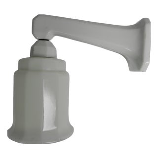 Art Deco Porcelain Wall Lamp with Opaline Shade, 1930s For Sale