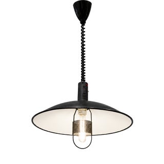 Vintage Adjustable Industrial Black Metal Pendant Lamp, 1980s For Sale
