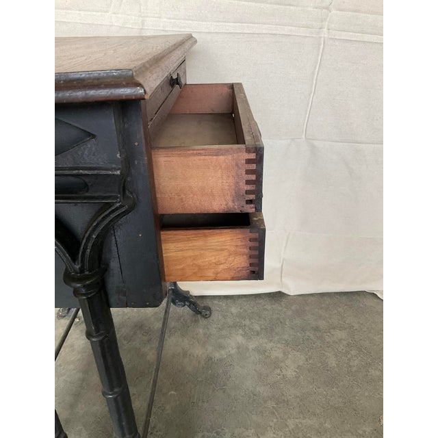 19th Century Gothic Cast Iron & Walnut Industrial Work Table Stand For Sale - Image 10 of 13
