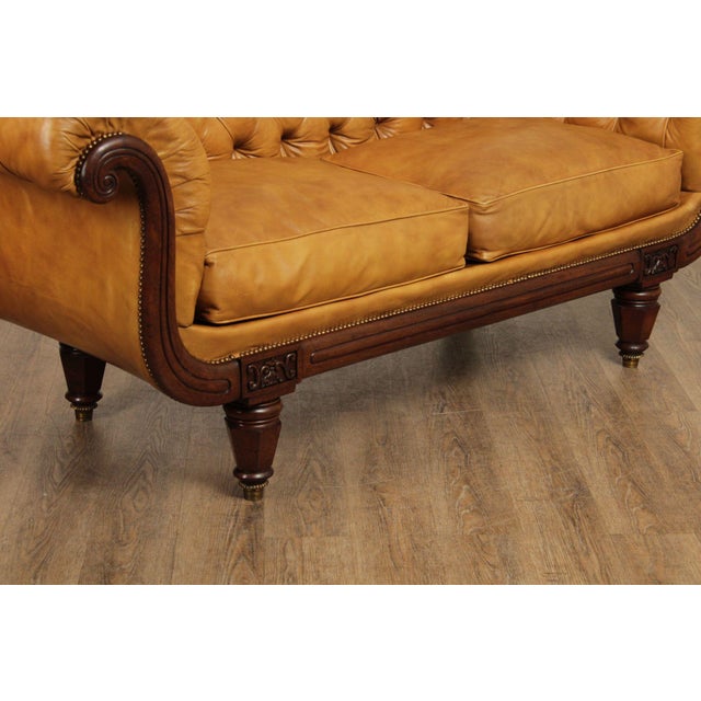 Antique English Regency Mahogany and Tufted Leather Sofa For Sale - Image 10 of 12