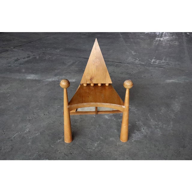 Modernist Wood and Stone Armchair, France, 1970s, in Very Good conditions. Designed 1970 to 1979