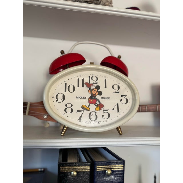 BRADLEY Vintage Rare Bradley Oval Mickey Mouse Alarm Clock Made in West Germany For Sale - Image 4 of 8