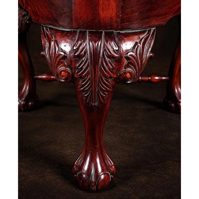 Wood Chippendale Carved Mahogany Corner Chairs with Cane Seats and Cushions, 1890s, Set of 2 For Sale - Image 7 of 9