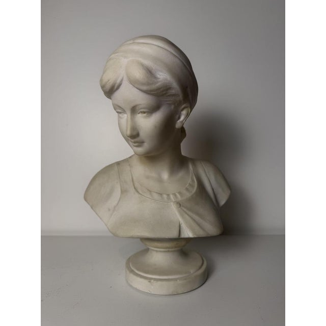 Sculpture Bust of Young Woman, 1800s, Marble For Sale - Image 15 of 15