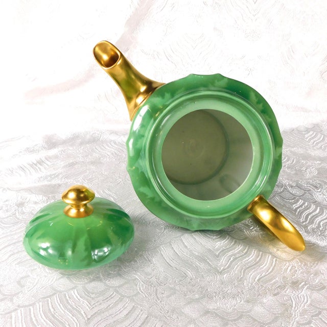 1950s 1950s Green Pickard Teapot With Sugar Bowl, Creamer and Five Cups - 10 pcs For Sale - Image 5 of 13