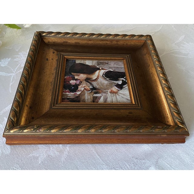 Mid 20th Century, Framed Print: The Shrine, by J. Wm. Waterhouse, Textured Giclee Gold Rope Twist 11.75" For Sale In Philadelphia - Image 6 of 17