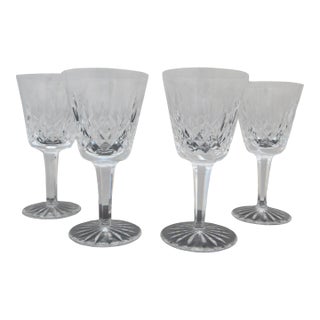 Mid 20th Century Waterford Cut Crystal Lismore Claret Wine Glass Stemware Set of 4 For Sale